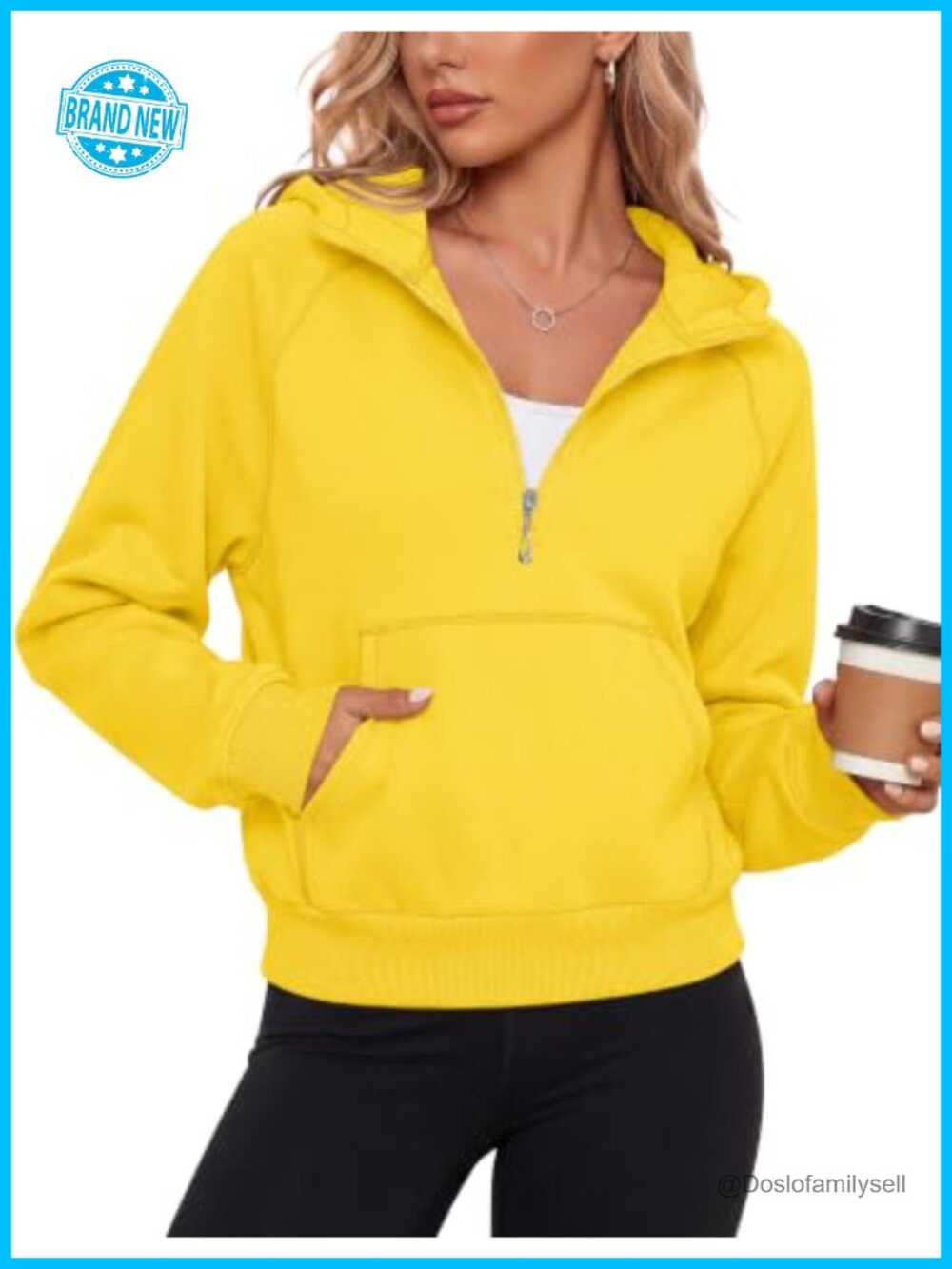 Womens Half Zip Cropped Fleece Hoodie Pullover Sweatshirt with Pocket